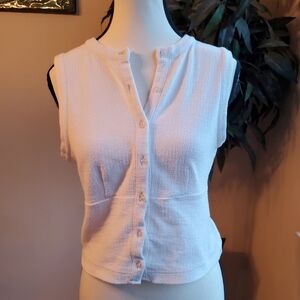 Madewell Knit Sleeveless White Button-Up Top XS